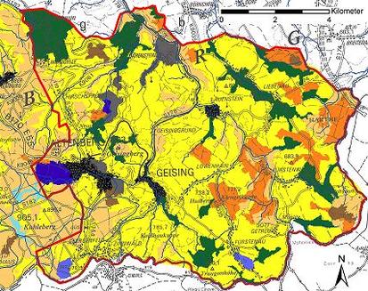 Karte: WBS FLAB - Ergebniskarte des Hochwasserentstehungsgebietes Altenberg/Geising