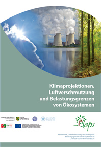 Titelblatt der Broschüre Klimaprojektionen, Luftverschmutzung und Belastungsgrenzen von Ökosystemen
