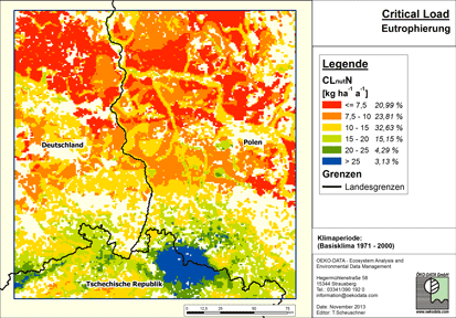 Ładunki krytyczne tolerowane przez ekosystemy ze względu na eutrofizację (na podstawie klimatu 1971-2000)