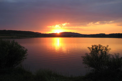 Sunset at Olbersdorf lake