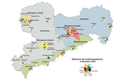 Kartenansicht: Standorte der Messstationen