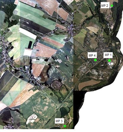 Standorte der Staubniederschlagsmessung (Quelle: Geobasisdaten, Staatsbetrieb Geobasisinformation und Vermessung Sachsen)