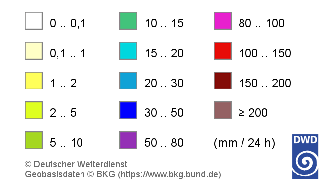 Legende Radar-Niederschläge