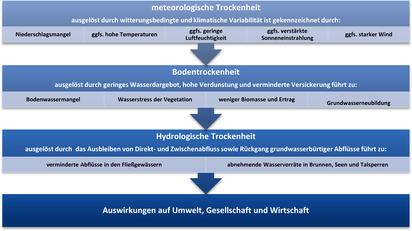 Grafik: Entstehung und Folgen starker Trockenheit