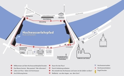 Illustration: Hochwasserlehrpfad - Route und Standorte
